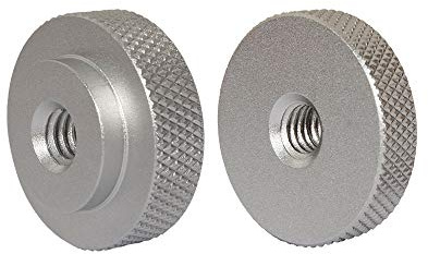 2 Pack 25mm Large Knurled Edge 1/4-20 Female Thumb Wheel Lock Nut Adapter (Silver)