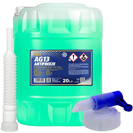 MANNOL 20 Liter, AG13-40 KÜHLERFROSTSCHUTZ FERTIGMISCHUNG GRÜN + HAHN + Schlauch