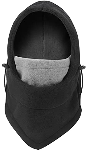 TAGVO Winter Balaclava Face Mask, Breathable Windproof Motorcycle Cycling Thermal Polar Fleece Balaclava Multifunctional Ski Face Cover Thick Hood Hat Neck Warmer - Universal Size Black