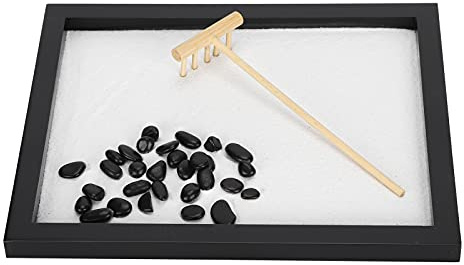 Japanischer Zen Garten, Miniatur Strandkasten Dekoration für Schreibtisch mit Sand – Basteldekoration für Desktop