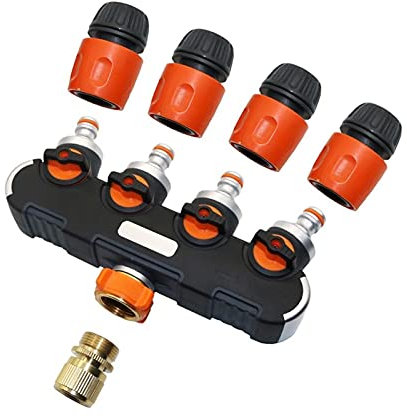 Conexión de agua de pulverización Conector de la manguera del distribuidor del distribuidor de la válvula de la manguera de cuatro direcciones del grifo del jardín para el conector de la manguera de l