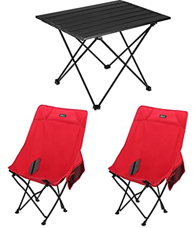 Rvlaugoaa BBGS Klappbarer Picknicktisch und 2 Stühle, Camping Schreibtisch Tragbarer Campingtisch Aus Aluminiumlegierung mit Hohem Rücken, für Kochen Im Freien Wandern Angeln Grill (Color : Style 3)