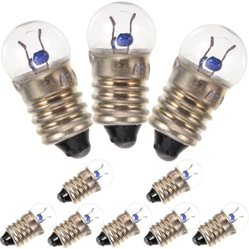 VILLCASE E10 Mini Light Bulbs 2.5V 0.3A 10-Pack – Warm Yellow Incandescent for School Science Circuits & Physics Labs, Screw Base Replacement for Student Kits