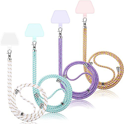 Weewooday 4 Pcs Phone Lanyard Crossbody Phone Strap Universal Cellphone Neck Lanyard with Patch for Women, Anti Theft(Bright Color Series)