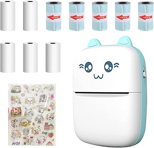 CDIYTOOL Mini Taschendrucker, Tragbarer Bluetooth Wireless Papier Fotodrucker Etikettendrucker Thermodruck USB mit Thermopapier/Selbstklebendes Thermopapier für Tagebuch Erstellung Geschenk Kinder