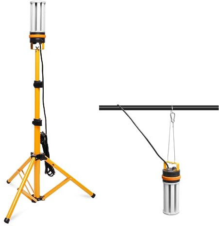 MeFard Luz de trabajo LED 60W,Proyector led con tripode,ángulo de iluminación de 360°,7200lm (Cubierta blanca 7200lm)