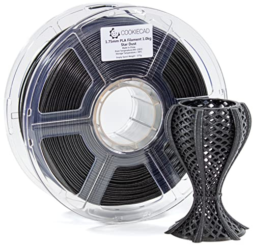 Cookiecad Star Dust, Translucent Black Glitter PLA, Glitter 3D Printer Filament, 1.75mm, 1kg