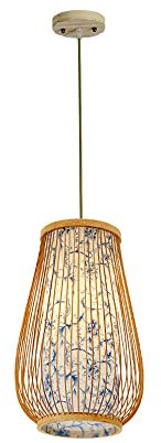 WFZRXFC Schlafzimmer Retro Hotel Handgewebter Bambus Pendelleuchte Natürliche Nordische Dekorative Rattan Korblampen Hängeleuchte Kelchform Lampenschirm Nachttisch Kronleuchter Haushaltsbeleuchtung