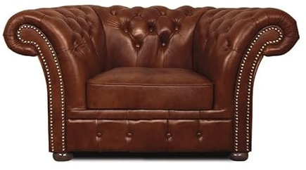 Chesterfield Fåtölj Winfield Basic Läder | 2 till 4 veckors leveranstid (Cloudy Karamell, 1-sitsig)