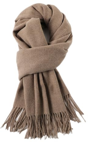 Wambere 200cm x 68cm Damen Winter Warmer Schal mit Quasten,Fransenschal Pashmina Scarves Fransentücher Damentuch Stola Halstuch für Tägliches Tragen Outdoor Aktivitäten Radfahren Spaziergang,Braun