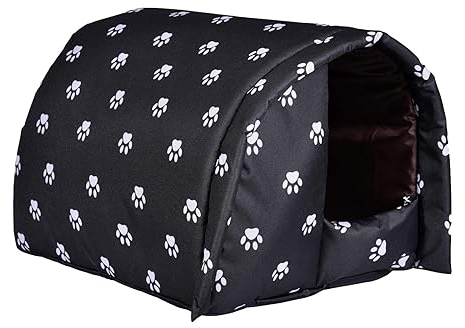 Katzenhaus Für Draußen Winterfest Warm katzenhöhle Katzen Outdoor Faltbares Katzenhöhlen Häuser Katzenbett Outdoor Waschbar Wetterfest Katzenhaus Tierheim Für Streuner Haustiere (Black, L)