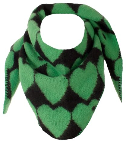 FASHION YOU WANT Dreieckstuch Stola Schal mit Viscose und Wolle - Hochwertiges Halstuch mit großem Herz-Print - Perfekt für Herbst Winter