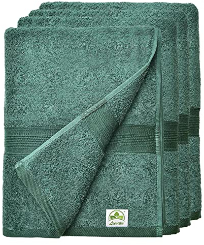 leevitex® Handtuch 4er Set aus 100% Baumwolle, weich und saugstark | 500 g/m² | 50 x 100 cm | Dunkelgrün