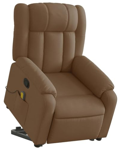 vidaXL Massagefåtölj med uppresningshjälp brun tyg, fåtölj, fåtölj med uppresningshjälp, reclinerstol, fåtöljer, fåtöljer med uppresningshjälp