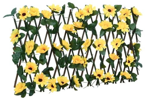 ZEYUAN Rankgitter mit Künstlichem Efeu 5 STK. Erweiterbar 180x30 cm, Rankhilfe, Spaliere Und Rankhilfen, Kletterhilfe Für Pflanzen, Rosenstütze, Tomatenturm, Kletterrosen, Rosenrankgitter - 366597