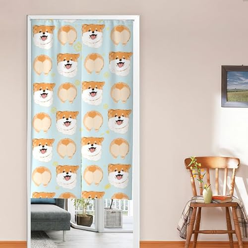 tür Vorhang 2x42.5x150cm Süßer Hund Room Divider,Japanese Style Door Curtain Restaurant Entrance Hanging,Half Curtain Decorative Curtains,Küche Shop Tür Halber Vorhang