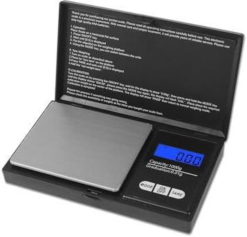 Taschenwaage, 1000g / 0,1g Goldwaage Digitalwaage Grammwaage Feinwaage Goldwaage Münzwaage, Extrem Präzise Digitalwaage für Tabletten, Schmuck, Münzen