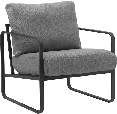 CLP Lounger Manea I Poltrona relax in ecopelle o tessuto I Con robusta struttura in metallo I Poltrona club imbottita, Colore:grigio scuro, Materiale:Stoffa