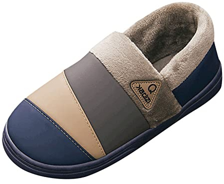Filttofflor herr 43 fodrade med fluffig plysch: Tofflor unisex mjuk sula sommar hushållsskor perfekta för kalla golv tofflor tvåfärgade tofflor inomhus enkla tofflor