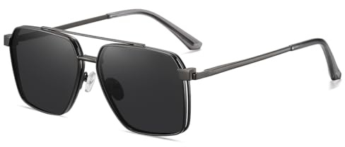 moomoobird Polarisierte Clip-on Sonnenbrille für Männer Magnetic Square Glasses UV400 Metall Eyewear Mode Fahren Brillen (grey)