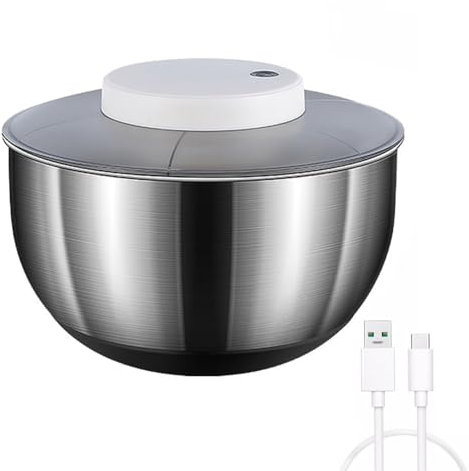 Centrifuga per Insalata elettrica, centrifuga per lattuga di Grande capacità da 4,5 Litri, rotatore per Insalata in Acciaio Inossidabile, essiccatore per Verdure, Lavatrice per Frutta, pulitore