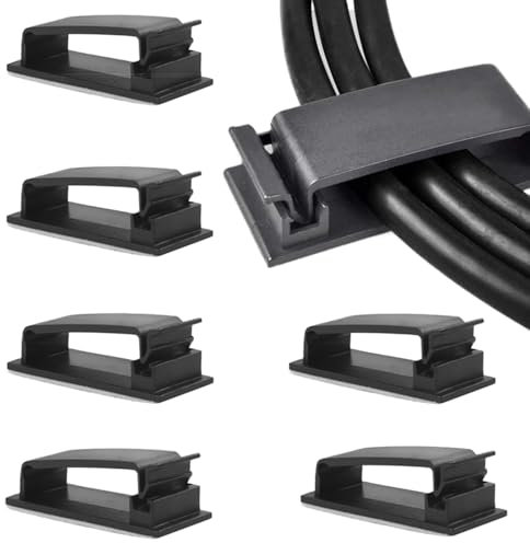 20Pcs Adhesive Cable Clips, Cable Management Black Cable Clips, Self Adhesive Cable Clips Black, Cable Clips Self Adhesive for Car Home Desk Wall Hanging Decorations Light