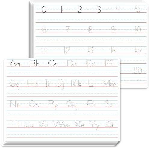8 Packs Alphabet & Number Whiteboards, Double Sided Dry Erase Board Letters Numbers Tracing Writable and Erasable Handwriting Board for Kids, Students, Classroom and Home (Each Measures 12” x 9”)