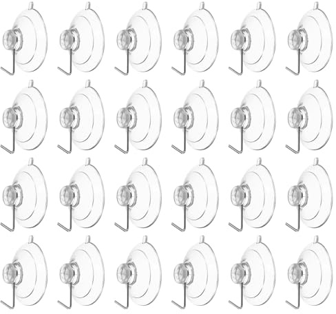 HARFINGTON 40pcs Suction Cup Hooks 1.20 Powerful Vacuum Suction Shower Hooks Waterproof Reusable Wreath Cup Bathroom Hook Load 2.2 lbs for Kitchen Restroom Window Wall Glass Door, Clear