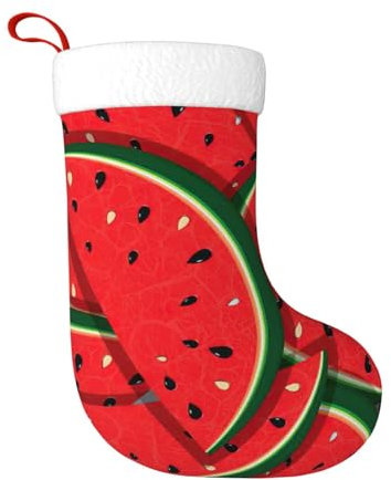 JEJEA Weihnachtsstrümpfe mit Wassermelonen-Druck, 45,7 cm, Weihnachtsstrümpfe für Urlaub, Dekoration, Weihnachtsschmuck