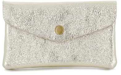 Double Tree | Porte-Monnaie Cartes Femme Mi-Long Compact Cuir Doré