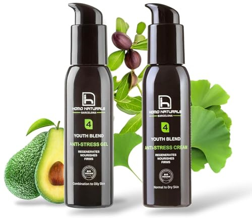 Homo Naturals 365 Anti-Aging-Set, Anti-Falten-Gel + Anti-Falten-Creme, Geschenkset für Männer, Gesichtspflege für Männer, Kosmetik, Geschenke für Männer, 100 % natürliche und Bio-Behandlung