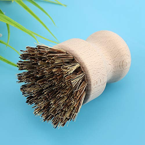 Wooden Dish Ng Brush, Beech Sisal Silk Pot Sink Vegetable Round L and Set Pan Fiber Untreated Beechwood Handle Kitchen Supplies