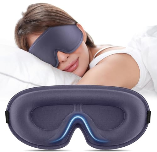 3D Augenmaske Schlafmaske für Männer,Frauen,Ultra Comfort 100% Druckfreie Nachtaugenabdeckung für Reisen (Blaugrau)