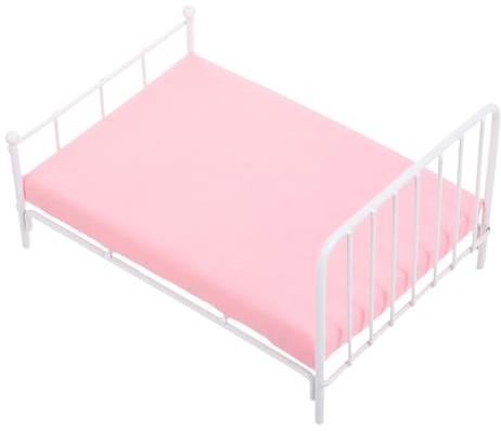 Miniatur-puppenhausmöbel, Maßstab 1:12, Mini-puppenbett Mit Metallrahmen Und Matratze, Für Puppenhaus, Schlafzimmer, Dekorationen, Zubehör, Weiß