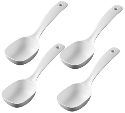 MUCKLILY 4 pezzi Cucchiai da Minestra in Inossidabile Mestoli da Cucina Ergonomici per Zuppe e Porridge Utensili Resistenti e Lucidi Ristorante e