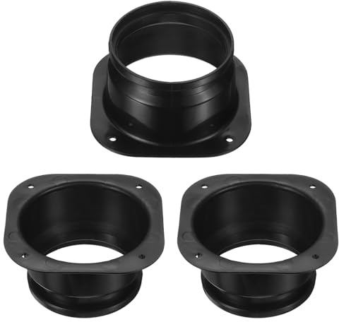 PATIKIL 4 Inch Duct Connector Flange, 3Pack Plastic Straight Pipe Flange Dryer Vent Connector for Air Heating Cooling Ventilation HVAC System, Black