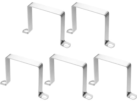 sourcing map Square Pipe Clamp 80x80mm 304 Stainless Steel Silver 5pcs | Square Tube Buckle,U Shaped Tube Clamp,Strut Connector,for Pipe Hose Cable