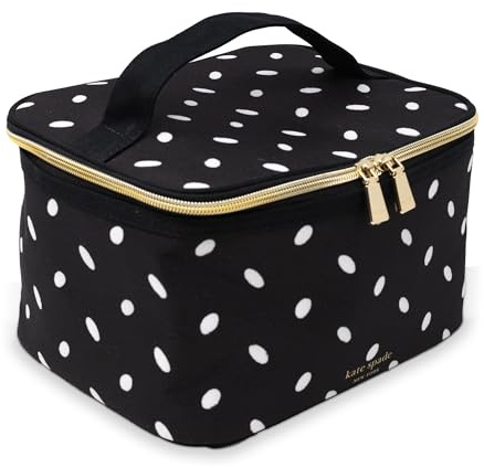 kate spade new york Insulated Lunch Tote, Small Lunch Cooler, Cute Lunch Bag for Women, Thermal Bag with Double Zipper Close and Carrying Handle (Almond Dot)