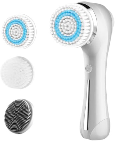 Ipetboom Spazzola Viso Elettrica in Silicone Bianco per Pulizia Delicata e Massaggio Funzione di Assorbimento Potenziato, per Uso Domestico in Viaggio
