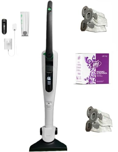 VORWERK FOLLETTO VK7S – Aspirapolvere Cordless Senza Fili con Batteria, Caricabatteria, Sacchetti e Granuli Profumati (KIT: 1 Batteria + 1 Caricatore + 6 Sacchetti)