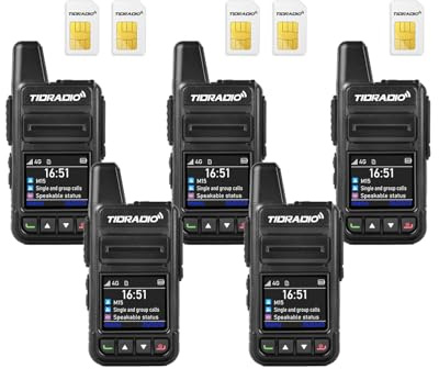 TIDRADIO M15 Rapid Global Walkie Talkies 5000 Mile Long Range Poc radios, 4G LTE Unlimited Range Nationwide PTT Two Way Radios for Family, Logistics, Company, Construction Site with Sim Card (5pcs)