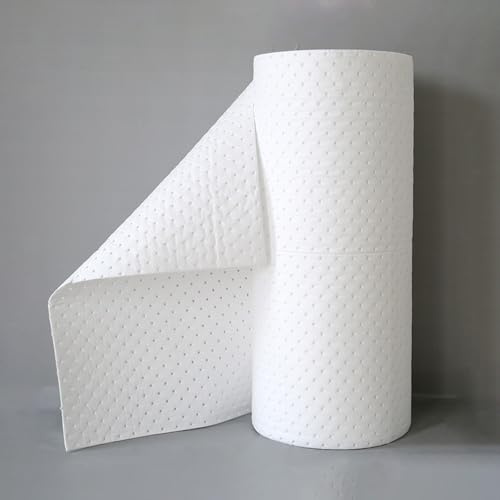 Rulle med oljeabsorberande mattor – universella absorberande dynor för marina utsläpp, industriellt oljeabsorberande ark, återanvändbar, 50 m (W80 cm, 2 mm)