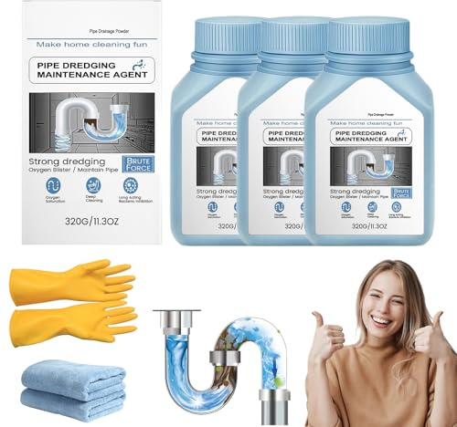 320g Cenmall Drain Cleaner, Cenmall Pipe Dredging Maintenance Agent, Removes Hair, Grease & Soap Scum, Toilet Cleaner, Bathroom Shower Drain Unblocker Powder (1)