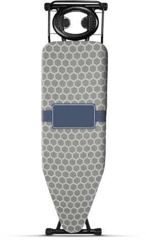 Folding Ironing Board with Iron Rest, Height Adjustable (72-91cm), Durable with Anti-Skid Feet(120 x 38cm, Grey + Black)