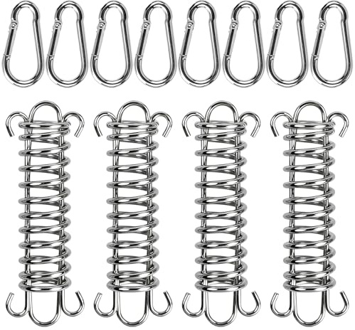 Set Tenditore per Tenda in Acciaio Inossidabile, 4 Pezzi, Moschettone 5x2,4cm + Tenditore 11,5x3,5cm, Antiruggine Chiusura Sicura per Campeggio, Esterno, Fissaggio Tenda
