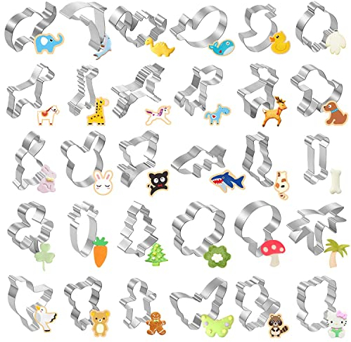 Joyoldelf 30 Pezzi Formine Biscotti - Stampini per Biscotti Acciaio Inossidabile para Pastel, Cookie, Fondant (Bianco)