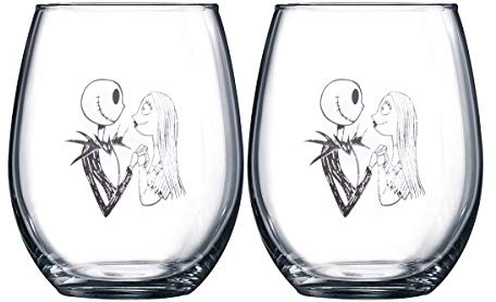 Juego de copas de vino coleccionables de Nightmare Before Christmas