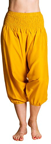 PANASIAM Aladinhose 3/4 Länge - Haremshose Damen & Mädchen - Yogahose | aus 100% Viskose, einfarbig & mit Muster, je nach Körpergröße bei Damen wie Caprihose, bei Kindern (ca. 10-14 J.) länger