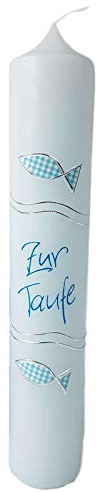 Taufkerze Fische in Blau -personalisiert-