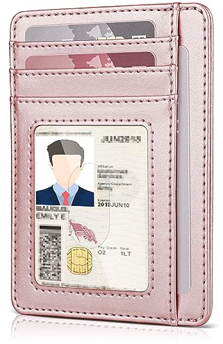 Teskyer Slim minimalistische Fronttasche RFID-blockierende Leder Geldbörse Kreditkartenhalter für Männer Frauen